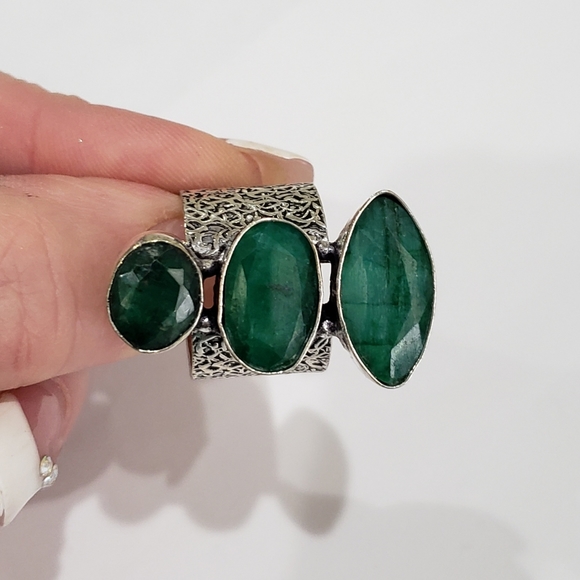 Sakota, Emerald gemstone 925 silver ring - Picture 13 of 15
